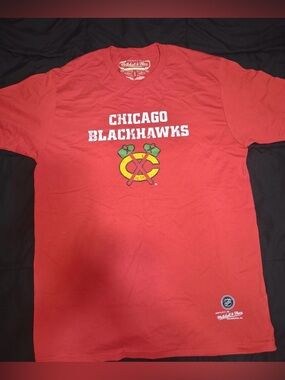 Chicago Blackhawks Mitchell & Ness NHL Large Shirt Distressed Logo Red NWO